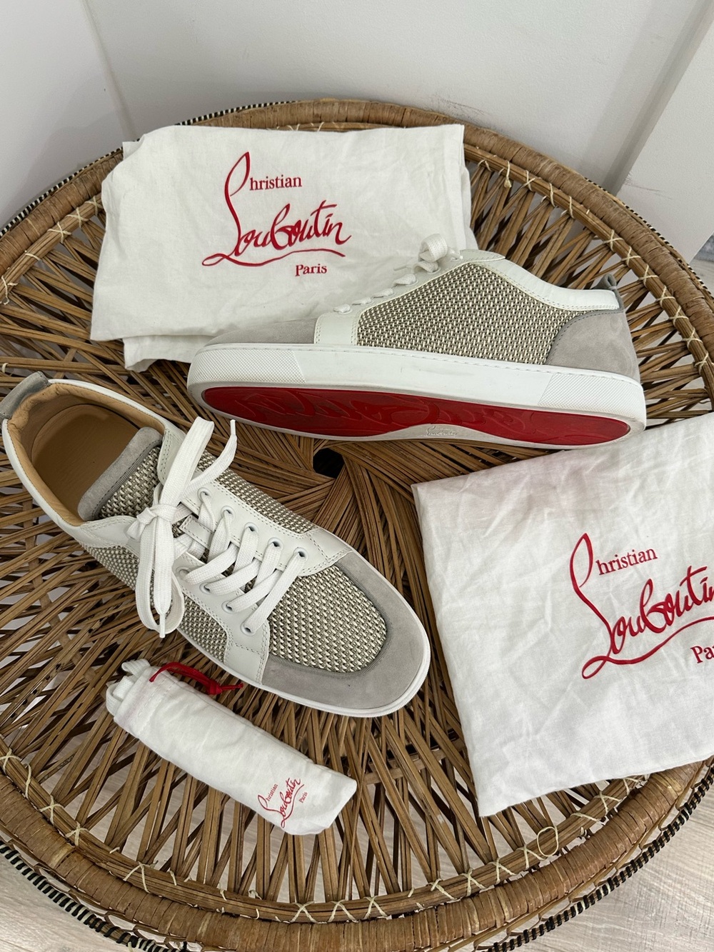 christian louboutin rantulow orlato flat in goose/white sneakers